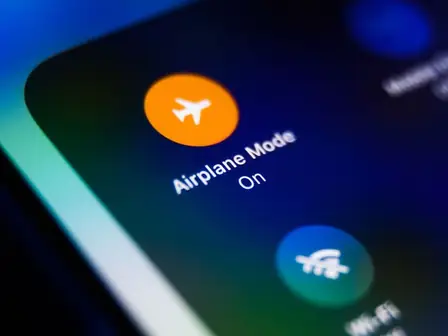 iPhone control center with Airplane Mode switched on